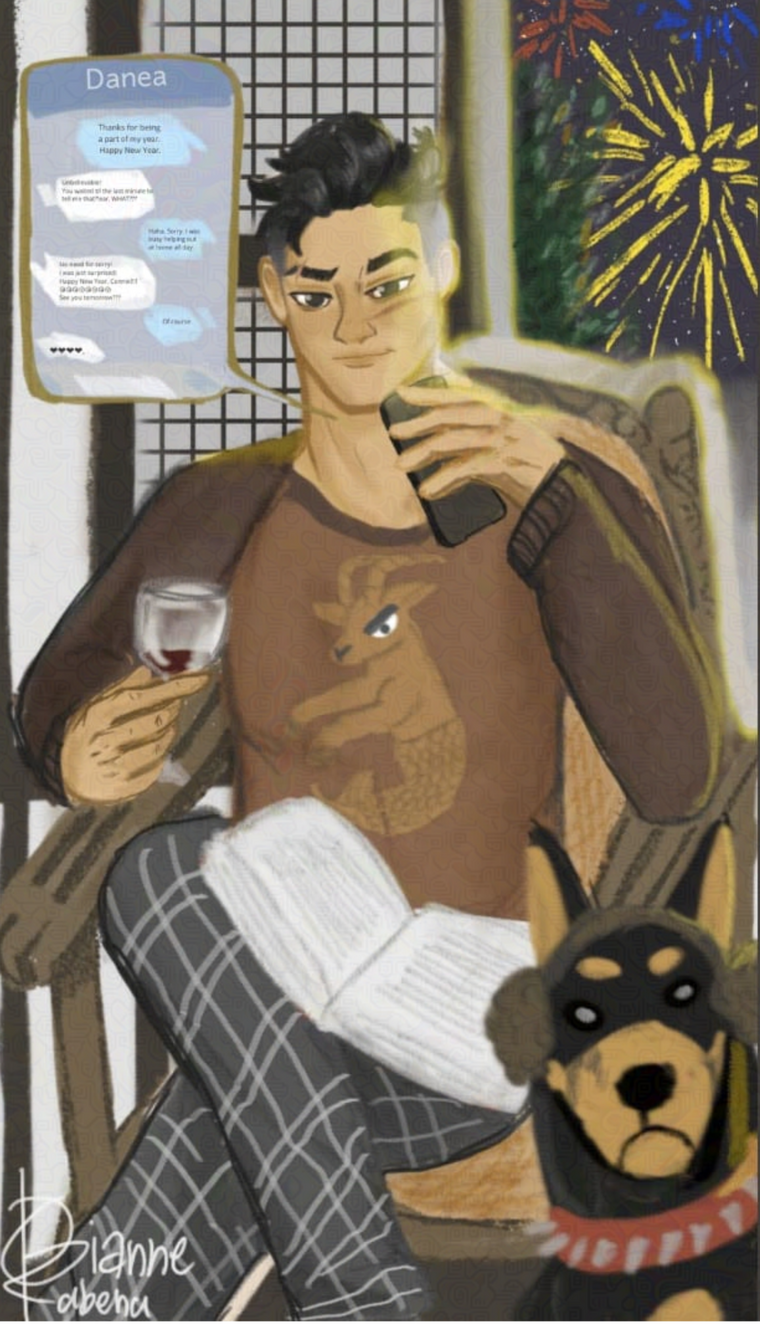 2021. Conrad during New Years, texting Danea.